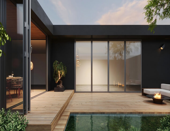 የእንጨት የአሉሚኒየም ፍሎዲንግ በር