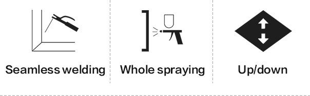Seamless welding, whole spraying and up-down moving
