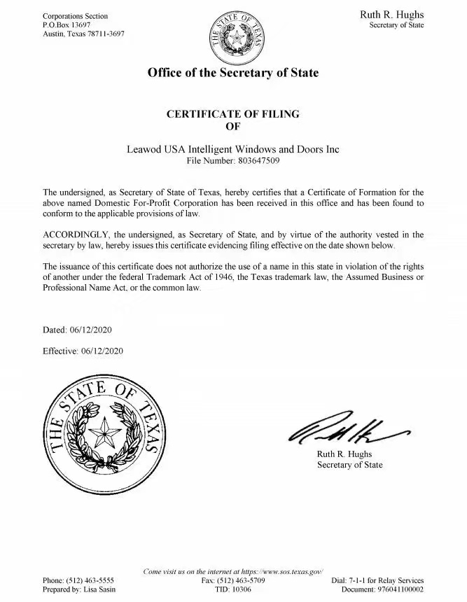 News LEAWOD Windows & Doors Group Co., Ltd. has obtained Canadian CSA